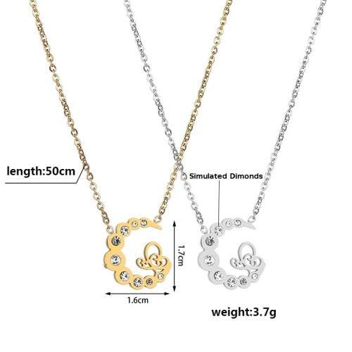 RETAIL PRICE: R 1 199 Titanium "Moon" Necklace With Simulated Diamonds 50 cm (GOLD)