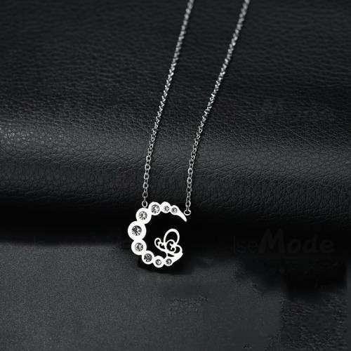 RETAIL PRICE: R 1 199 Titanium "Moon" Necklace With Simulated Diamonds 50 cm (GOLD)