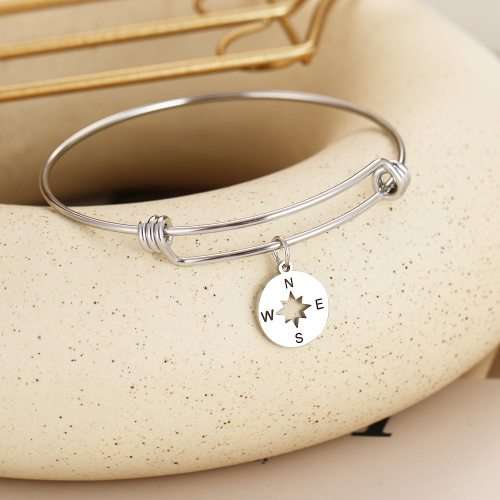 RETAIL PRICE: R 999 Adjustable Titanium "Nautical" Charm Bangle (SILVER )