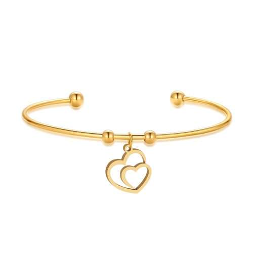 RETAIL PRICE: R 999 Adjustable Titanium "Hearts" Charm Bangle (GOLD )