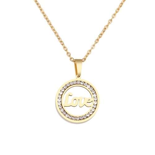 RETAIL PRICE: R 1 199 Titanium "Love" Necklace With Simulated Diamonds 45 cm (SILVER)