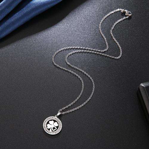 Retail Price: R 1 199 Titanium 4-Leaf Clover Necklace With Simulated Diamonds 45 cm (GOLD ONLY)