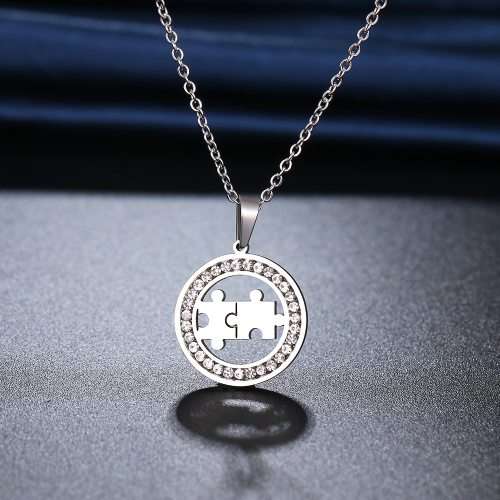 Retail Price: R 1 199 Titanium Puzzle Necklace With Simulated Diamonds 45 cm (SILVER ONLY)
