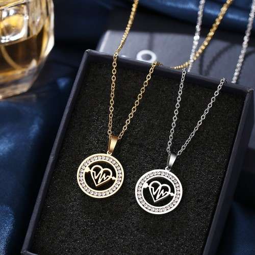 Titanium ( NEVER FADE) Heartbeat Heart Necklace 45 cm (SILVER ONLY)