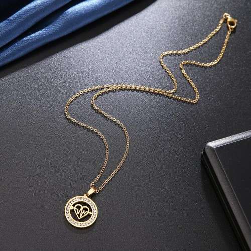 Titanium ( NEVER FADE) Heartbeat Heart Necklace 45 cm (SILVER ONLY)