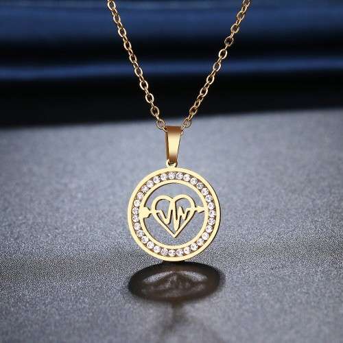 Titanium ( NEVER FADE) Heartbeat Heart Necklace 45 cm (SILVER ONLY)