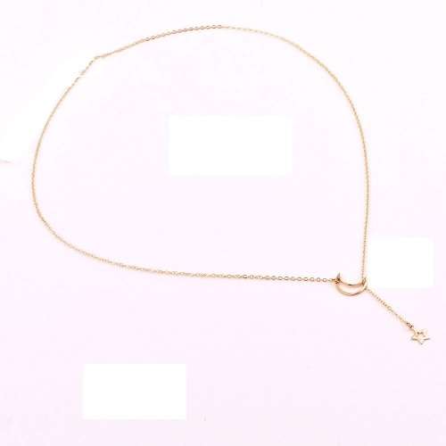 TITANIUM (NEVER FADE) "Moon & Star" Necklace 60 cm  (SILVER ONLY)