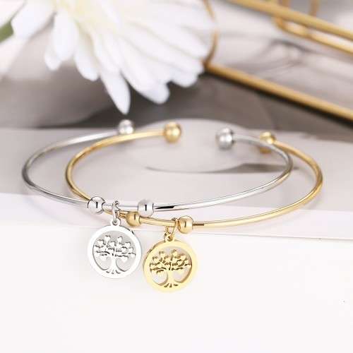 RETAIL PRICE: R 999 Adjustable Titanium "Tree Of Life" Charm Bangle (SILVER )