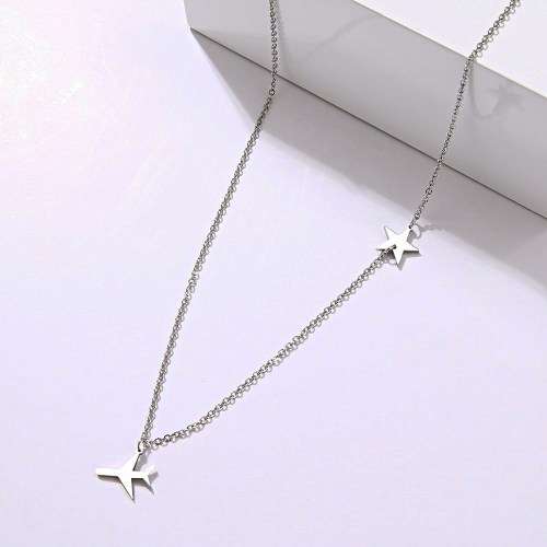 RETAIL PRICE: R 999 "Plane and Star" Necklace 45 cm SILVER ONLY