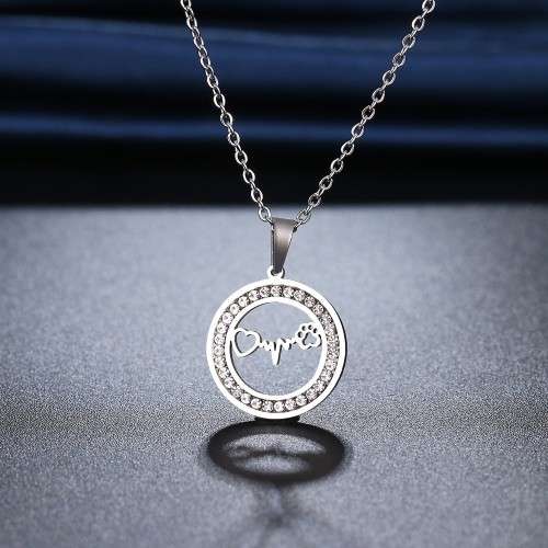RETAIL PRICE:R 1099 (NEVER FADE) Titanium Heartbeat With Paw Necklace (SILVER ONLY)