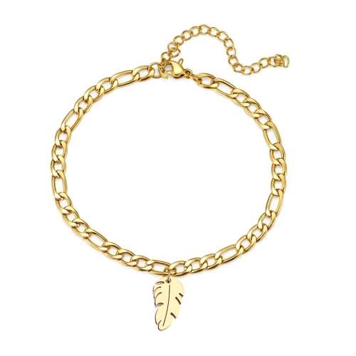 TITANIUM (NEVER FADE) `feather` Bracelet 18 cm (SILVER ONLY)