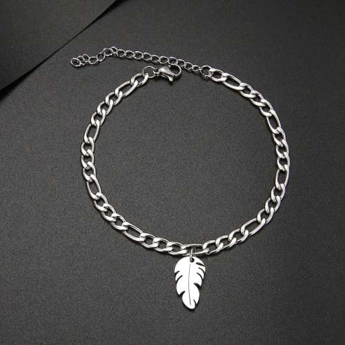 TITANIUM (NEVER FADE) `feather` Bracelet 18 cm (SILVER ONLY)