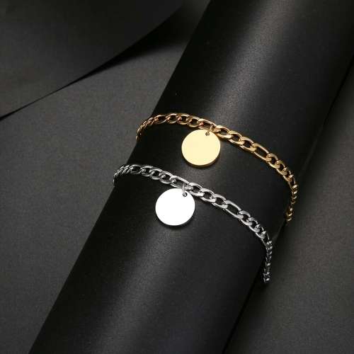 RETAIL PRICE: R 1 599 (NEVER FADE) Titanium "Engrave-able Disk" Bracelet 18 cm (GOLD ONLY)