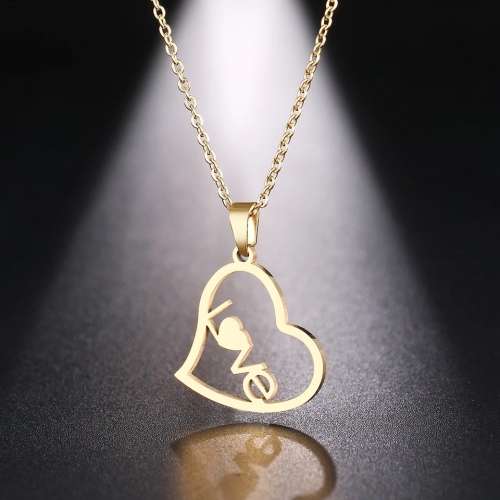 RETAIL PRICE:R 1099 (NEVER FADE) Titanium "Love Heart" Necklace 45 cm (GOLD ONLY)