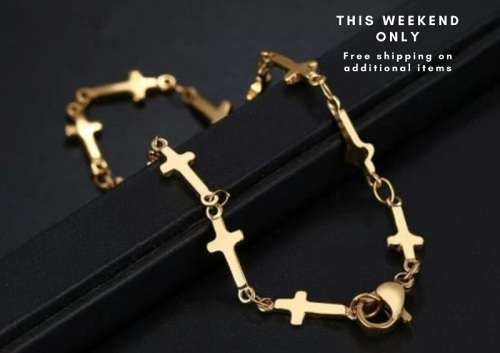 RETAIL PRICE:R 1099 (NEVER FADE) Titanium Cross Bracelet 22 cm (GOLD ONLY)