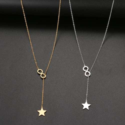 TITANIUM (NEVER FADE)"Infinity Star" Necklace 60 cm (SILVER ONLY)