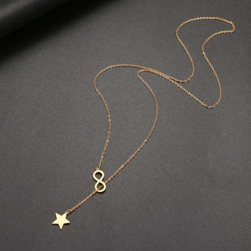 TITANIUM (NEVER FADE)"Infinity Star" Necklace 60 cm (SILVER ONLY)
