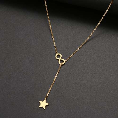 TITANIUM (NEVER FADE)"Infinity Star" Necklace 60 cm (SILVER ONLY)