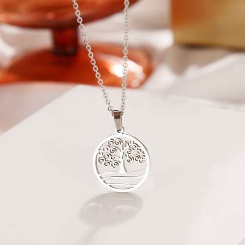 TITANIUM ( NEVER FADE) `Tree Of Life ` Necklace 45 cm (SILVER ONLY)