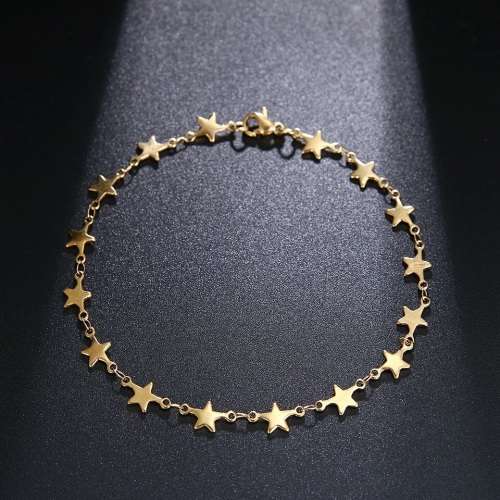 TITANIUM (NEVER FADE) `Stars` Charm Bracelet 22 cm (SILVER ONLY)