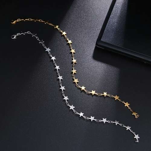TITANIUM (NEVER FADE) `Stars` Charm Bracelet 22 cm (SILVER ONLY)