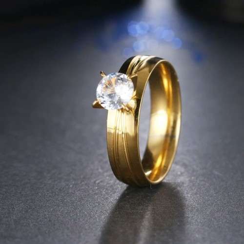 Retail Price: R 2 699 Titanium (NEVER FADE) Ring With Simulated Diamond Size 10 US (GOLD ONLY)
