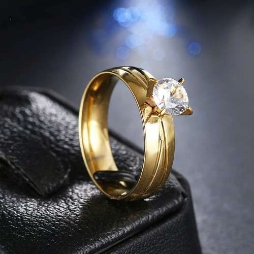 Retail Price: R 2 699 Titanium (NEVER FADE) Ring With Simulated Diamond Size 10 US (GOLD ONLY)