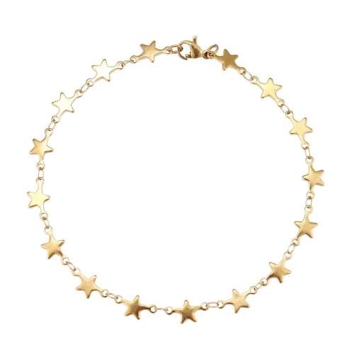 TITANIUM (NEVER FADE) `Stars` Charm Bracelet 22 cm (SILVER ONLY)