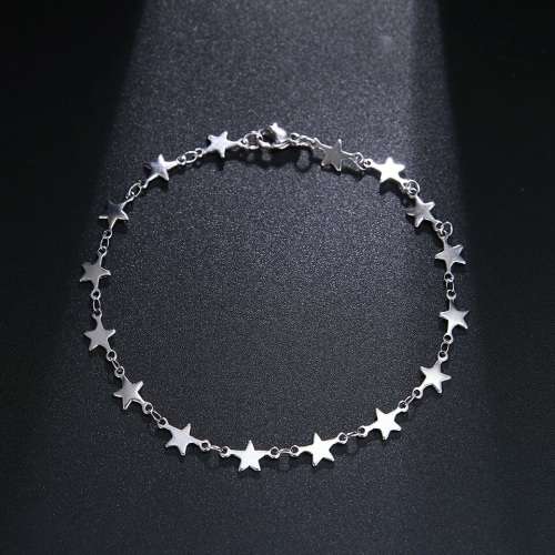 TITANIUM (NEVER FADE) `Stars` Charm Bracelet 22 cm (SILVER ONLY)