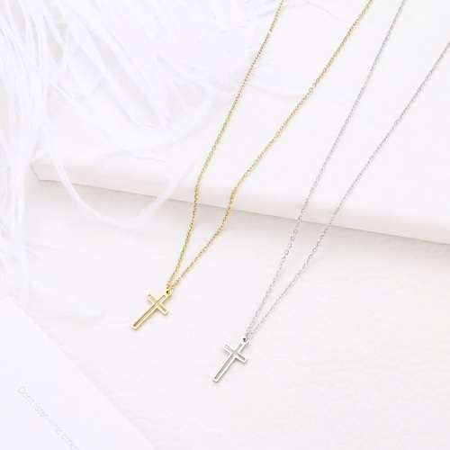 TITANIUM (NEVER FADE) Cross Necklace 45 cm (SILVER ONLY)