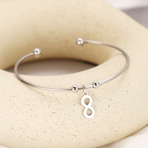 RETAIL PRICE: R 1299 Titanium (NEVER FADE) `Infinity` Charm Bangle (SILVER ONLY )
