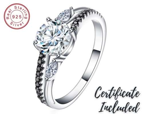 *SOLID 925 STERLING SILVER 1.3 CT SPLIT SHANK RING *