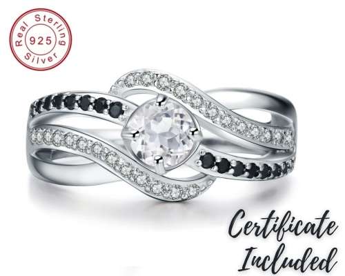 *SOLID 925 STERLING SILVER 2CT SPIRAL RING *