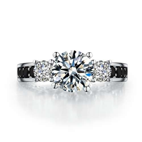 *SOLID 925 STERLING SILVER 2 CT THREE STONE RING*