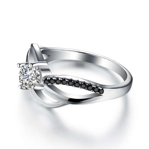 *SOLID 925 STERLING SILVER 0.75CT SPIRAL PAVE RING*