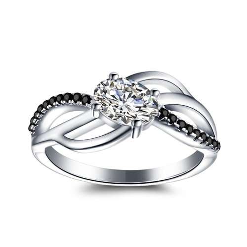*SOLID 925 STERLING SILVER 0.75CT SPIRAL PAVE RING*