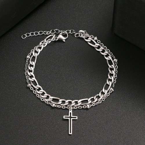 TITANIUM (NEVER FADE) `Cross` Charm Bracelet (SILVER ONLY)