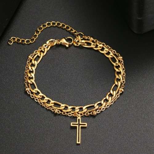 TITANIUM (NEVER FADE) `Cross` Charm Bracelet (SILVER ONLY)
