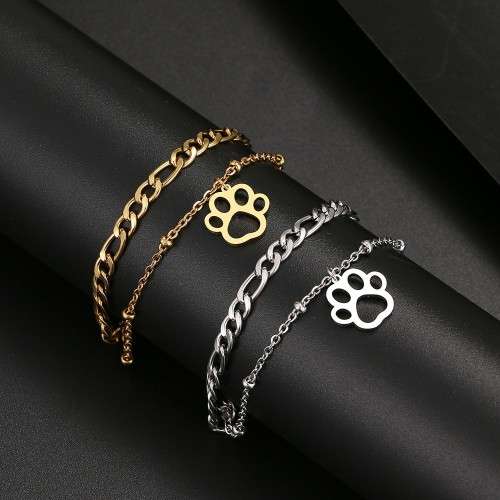 TITANIUM (NEVER FADE) `Paw` Charm Bracelet (SILVER ONLY)