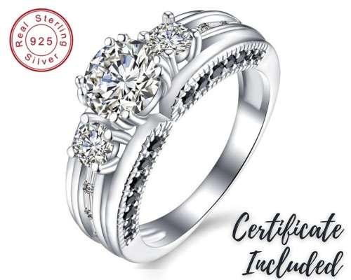 *1.5CT SOLID 925 STERLING SILVER THREE STONE RING *