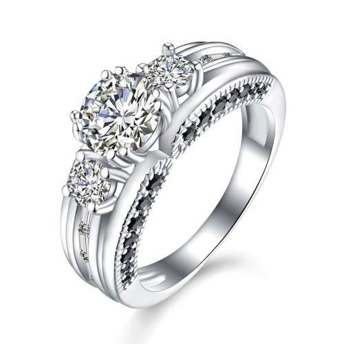 *1.5CT SOLID 925 STERLING SILVER THREE STONE RING *