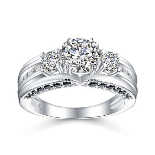*1.5CT SOLID 925 STERLING SILVER THREE STONE RING *