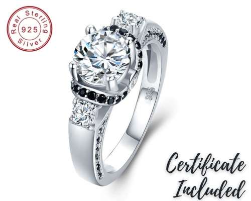 *1.5CT SOLID 925 STERLING SILVER THREE STONE RING *