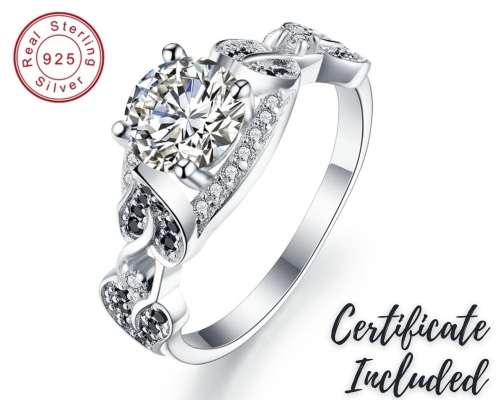 *1.25ct SOLID 925 STERLING SILVER MODERN LEAF RING *