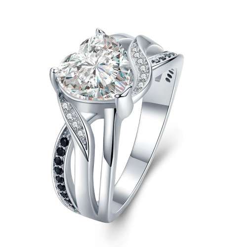 *2CT SOLID 925 STERLING SILVER HEART STONE RING *