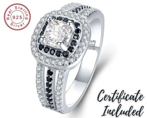*0.75CT SOLID 925 STERLING SILVER HALO RING *