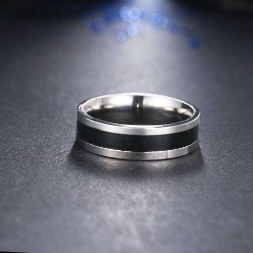 TITANIUM (NEVER FADE) Black And Silver Men's Ring 6mm