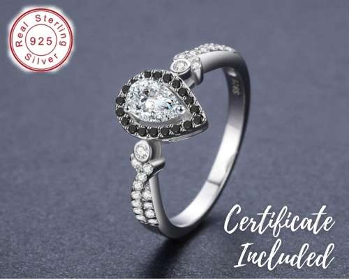 * 0.5 CT SOLID 925 STERLING SILVER TEAR DROP CUT RING*