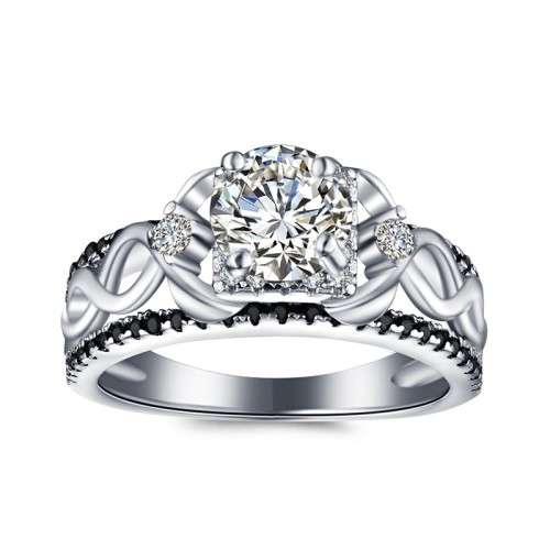 * 1.5 CT SOLID 925 STERLING SILVER MODERN HALO RING*