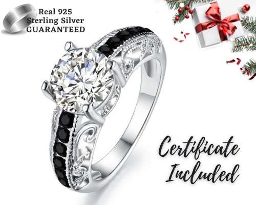 *2ct SOLID 925 STERLING SILVER MODERN PRINCESS CUT RING *